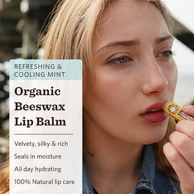 Moon Valley Organics Beeswax Lip Balm for Moisturizing Lips and Cuticles (COOL MINT VANILLA, 3-Pack)