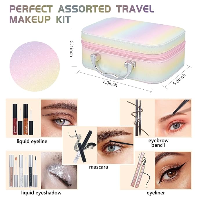 All In On Makeup Kit Makeup Set For Teens, Women, Girl and Beginners Includes Eyeshadow Concealer Palette Lip Gloss Set Lipstick Eye Pencil Makeup Brushes