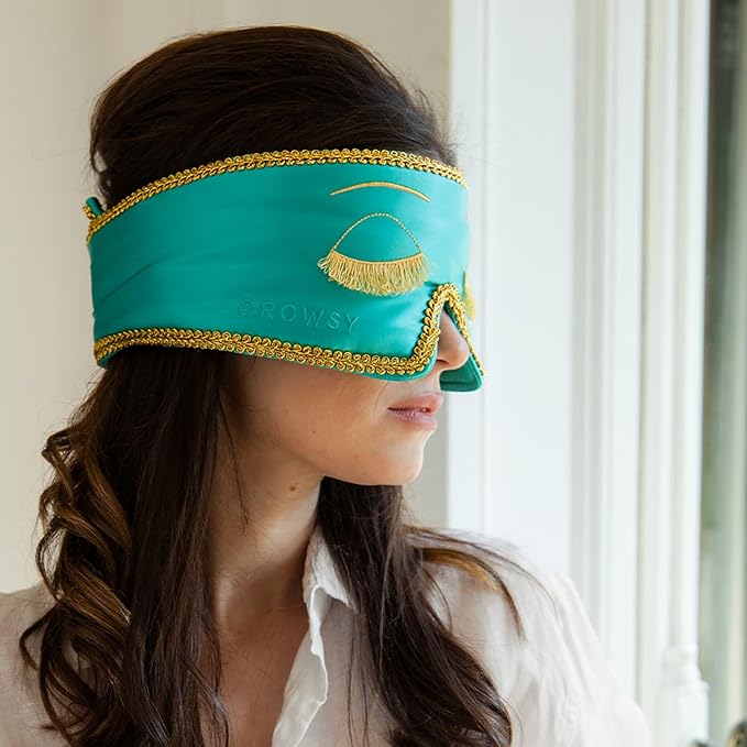 DROWSY Breakfast at Drowsy Silk Sleep Mask – 100% Pure Mulberry Silk, Total Blackout, Ultra-Soft & Skin Hydrating for Beauty Sleep & Relaxation, Fully Adjustable
