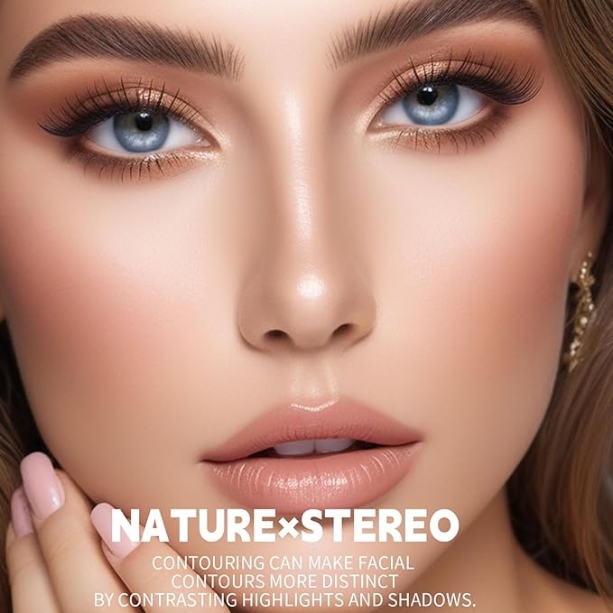 Cool Toned Contour Palette with Mirror, Taupe Grey Contour Powder for Fair Pale Light Cool Toned Skin, Nose Contouring Bronzer Powder with Face Brush