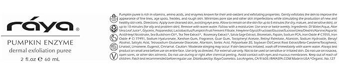 Raya Pumpkin Enzyme Facial Puree (127) | Gentle and Exfoliating Treatment for All Skin | Reduces Fine Lines and Minimizes Pore Size