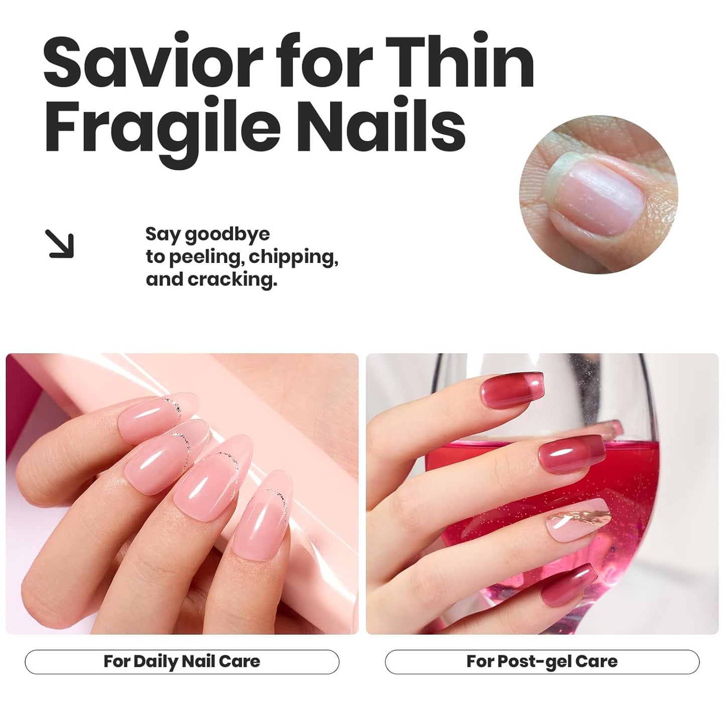 Beetles Jelly Nail Polish Set, 6 Colors Sheer Pink Nail Polish Long Lasting & Quick Dry Clear Jelly for Women, Pink Nail Strengthener Polish for Salon DIY Manicure Set