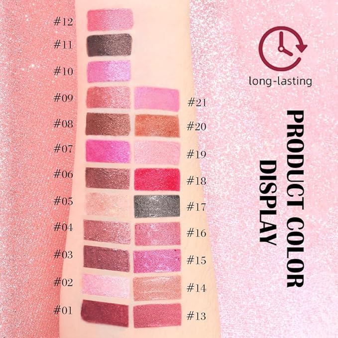 evpct Dark Bronze Metallic Shimmer Lip Liner and Lipstick Combo Lip Gloss Stains Set Makeup for Women Long Lasting Waterproof 24, Iced Mocha Frosted Metallic Glitter Glossy iridescent Liquid Lipstick