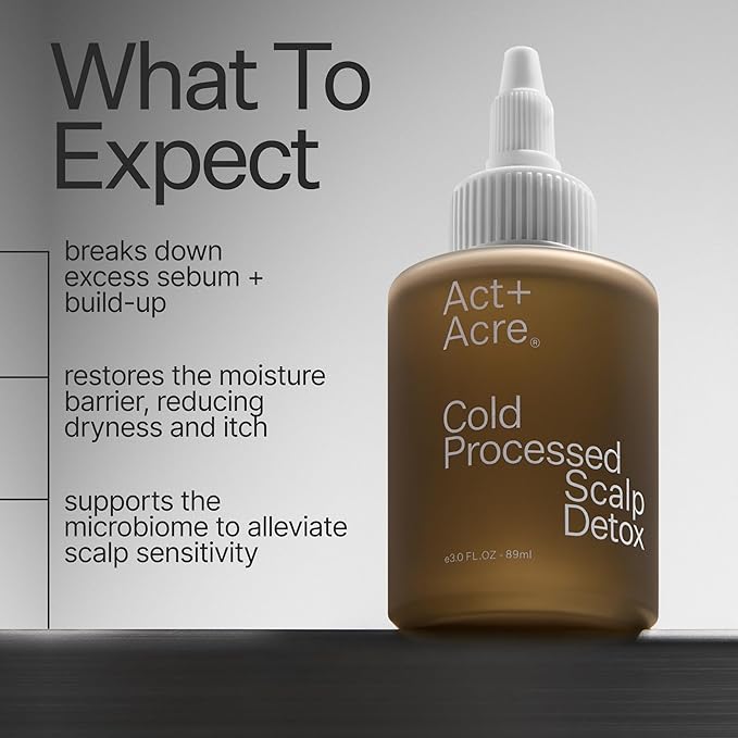 ACT+ ACRE Cold Processed Scalp Detox Oil - Sulfate-Free Care for Flaky, Dry and Itchy Scalp - Promotes Thicker, Fuller-Looking Hair