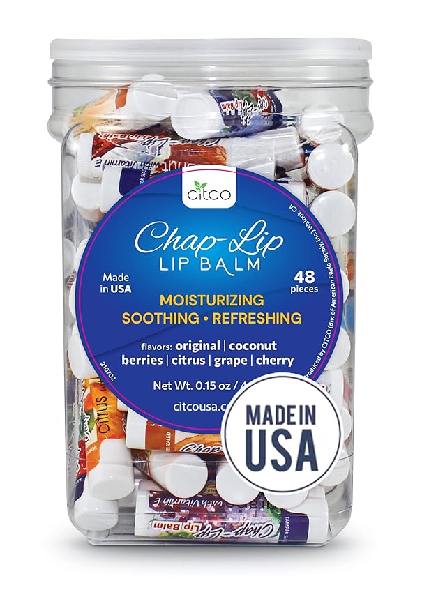 Vitamin E with Coconut Oil - Lip Moisturizer Treatment - Moisturizing, Soothing, & Refreshing, Total Hydration Treatment & Lip Therapy - Assortment of 6 Refreshing Flavors, 48 Count