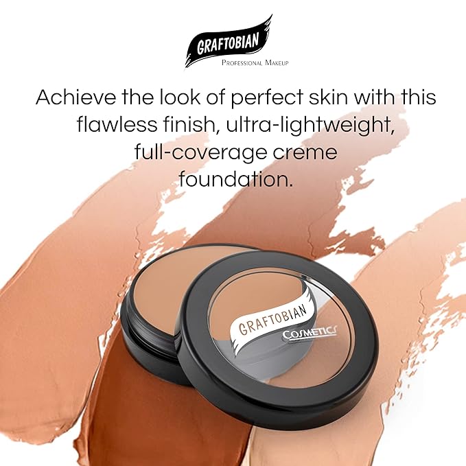 Graftobian HD Glamour Crème Foundation 1/2oz, Weightless Full Coverage Makeup, 65 Inclusive Shades, For All Skin Types, Natural or Full-Glam Looks, For Professionals and Beginners, Autumn Breeze