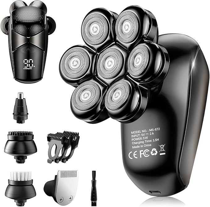 Head Shavers for Bald Men: 5-in-1 Electric Razor - IPX7 Waterproof Shaving Grooming Kit for Balder - Turbo Speed & Precision Blades