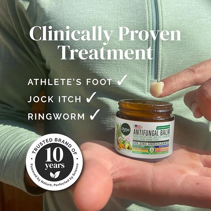 Puriya Clinically Proven Antifungal Cream for Skin Fungus, Extra-Strength Athletes Foot Cream Treatment, Jock Itch, Ringworm Treatment for Humans, Anti Fungal Itchy Skin Relief with Tea Tree Oil