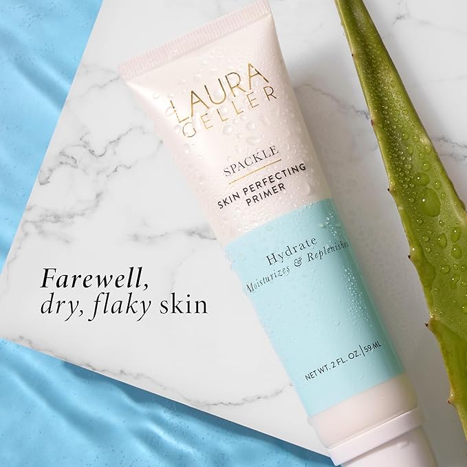 LAURA GELLER NEW YORK Laura's Must-Haves Kit 3pc: Baked Balance-n-Brighten Powder Foundation, Tan + Spackle Skin Perfecting Makeup Primer, Hydrate + Airbrush Round Kabuki Brush