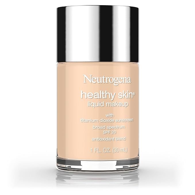 Neutrogena Healthy Skin Liquid Makeup Foundation, Broad Spectrum SPF 20 Sunscreen, Lightweight & Flawless Coverage Foundation with Antioxidant Vitamin E & Feverfew, Natural Beige, 1 fl. oz (Pack of 2)