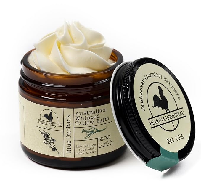 Handmade "Blue Outback" Australian Whipped Tallow Balm with Emu, Jojoba, Sandalwood, and Blue Cypress - 1.3 oz -