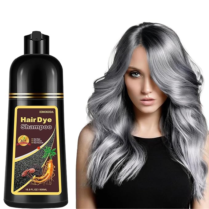 Silver Gray Hair Dye Shampoo, Instant Hair Color Shampoo, Colors Hair in Minutes, Long Lasting Silver Hair Dye, Champu Para Canas, Easy to Use 16.90 Fl Oz