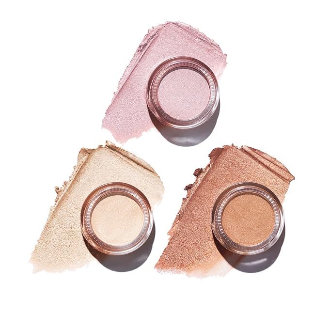 Oulac Cream Eyeshadow also for Highlighter Large Capacity Highly Pigmented Eye Shadow Waterproof &Long Lasting with Moisturizing Formula, Shimmer Glitter Eye Makeup Set 3
