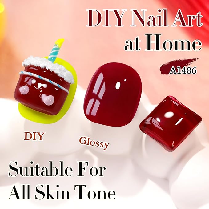 Double Rhythm Translucent Gel Polish Sheer Neutral Natural Light Milky Same Color Same Bottle 15ML Jelly UV Nail Polish Nail Art DIY at Home (Pale Burgundy-A1486)