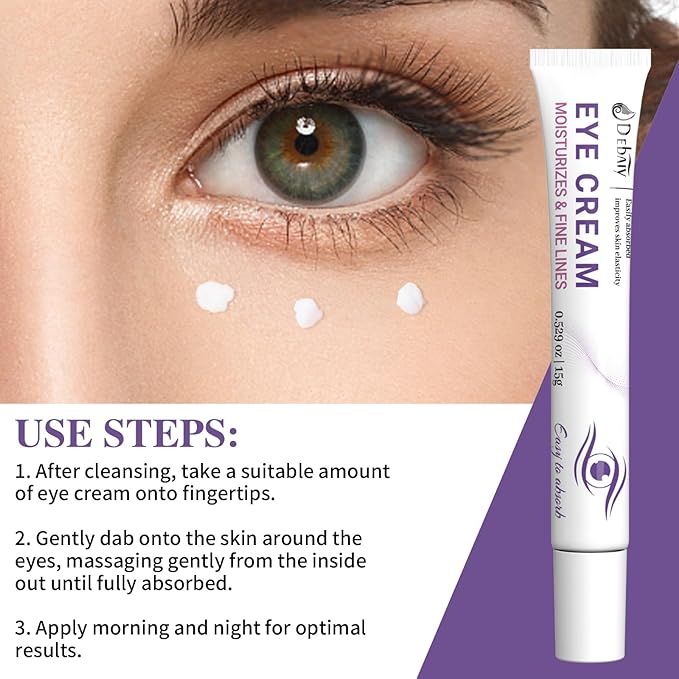 3 Pack Eye Cream Hydrating & Repairing with Hyaluronic Acid & Peptides - Moisturizes, Smooths Fine Lines, Enhances Elasticity (Each 0.529oz | 15g)