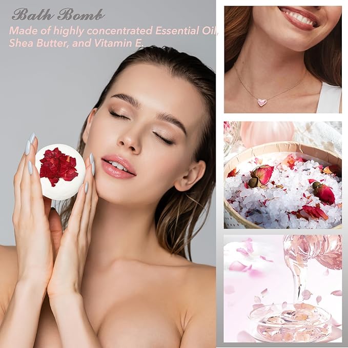 Mothers Day Gifts for Mom 25Pcs Luxury Spa Gift Basket for Women with Necklace, Shower Gel | Relaxing Bath & Body Care Kit Valentine's Christmas Gifts for Her Perfect for Anniversary or Bridal Shower
