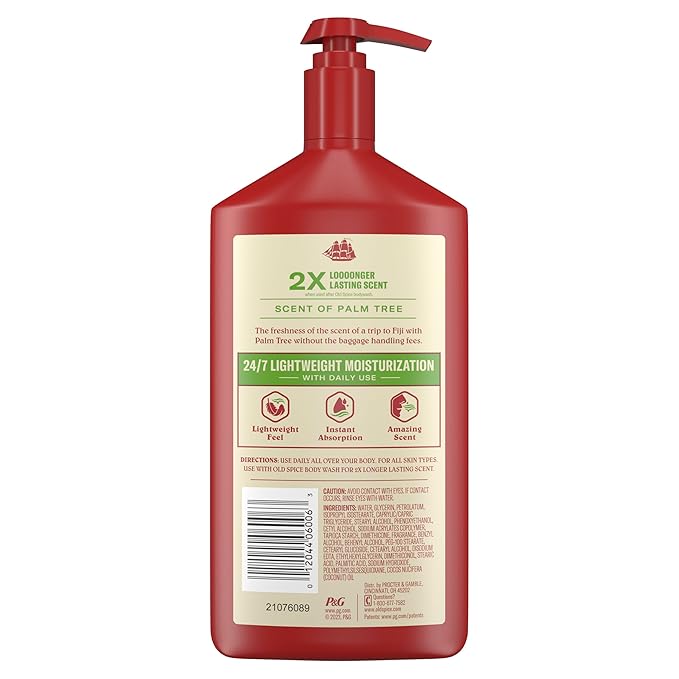 Old Spice Body Wash + Hand & Body Lotion Bundle Pack, 24/7 Moisturizing Freshness, For All Skin Types, Fiji with Palm Tree + Coconut Lasting Scent, 16 oz & 20 oz (Pack of 2)
