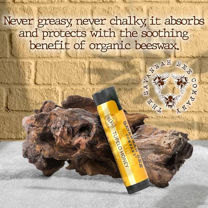 Savannah Bee Company Lip Balm - Lip Moisturizer for Chapped Lips - Hydrating Lip Balm with Pure Honey