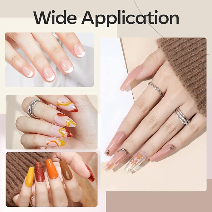 modelones Builder Nail Gel, 7-in-One Clear Builder for Nails, LED Lamp Cured Color Rubber Base Gel Polish Coat Strengthener Thickening Extension Rhinestone Glue in a Bottle for DIY Home Salon Gifts