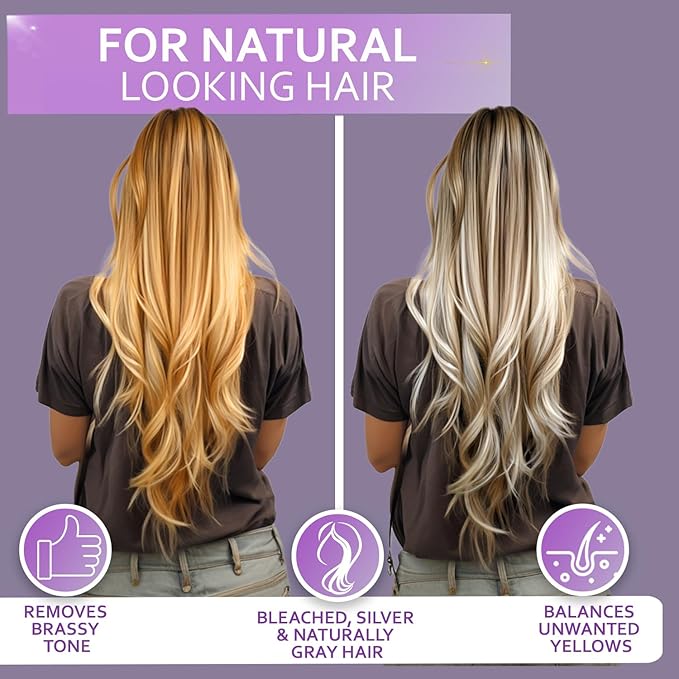 Purple Conditioner for Blonde Hair - Sulfate and Paraben Free Toner - No More Orange and Yellow Brassy Tones - More Balance for Color Treated, Bleached, Silver, White and Gray Hair - Women and Men