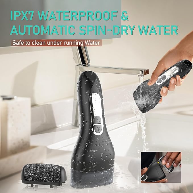 Callus Remover for Feet - with Larger Grinding Head, Portable Pedicure Kit Foot File Callus Remover, Rechargeable Waterproof Foot File for Foot Care Deadskin Remover LCD Display-2pcs
