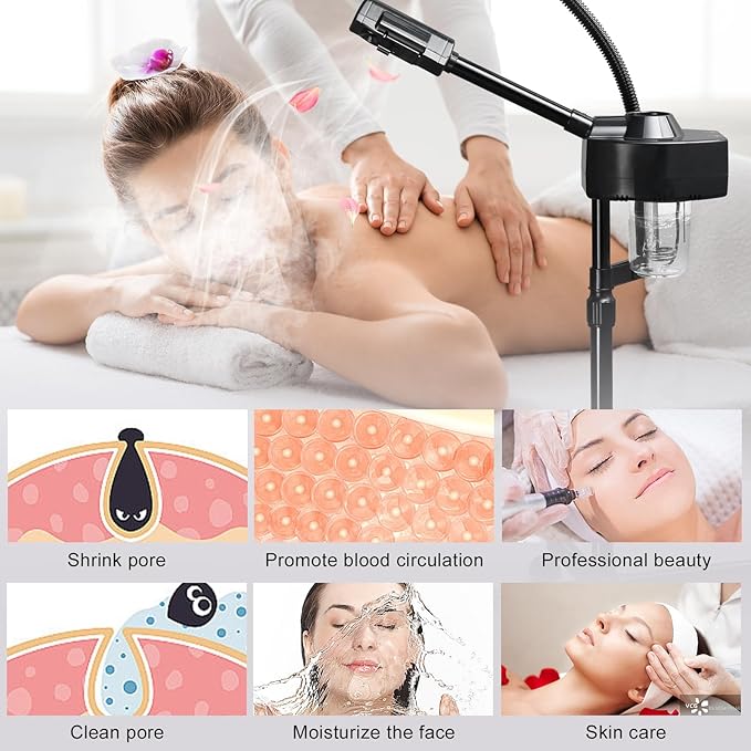 Winado 2 in 1 Professional Facial Steamer with 5X Magnification Lamp & Touch Screen, Esthetician Steamer Humidifier Face Spa Mist Steam for Home Beauty Salon, Personal Skin Care Deep Cleaning, Black