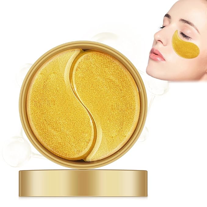 Eye Mask 60 pcs,Gold Collagen Under Eye Patches,Puffy Eyes and Dark Circles Treatments,Improve Reduce Under Eye Bags Smooth Wrinkles and Lighthen Fine Lines,Moisturizing,Improve and Firm eye Skin