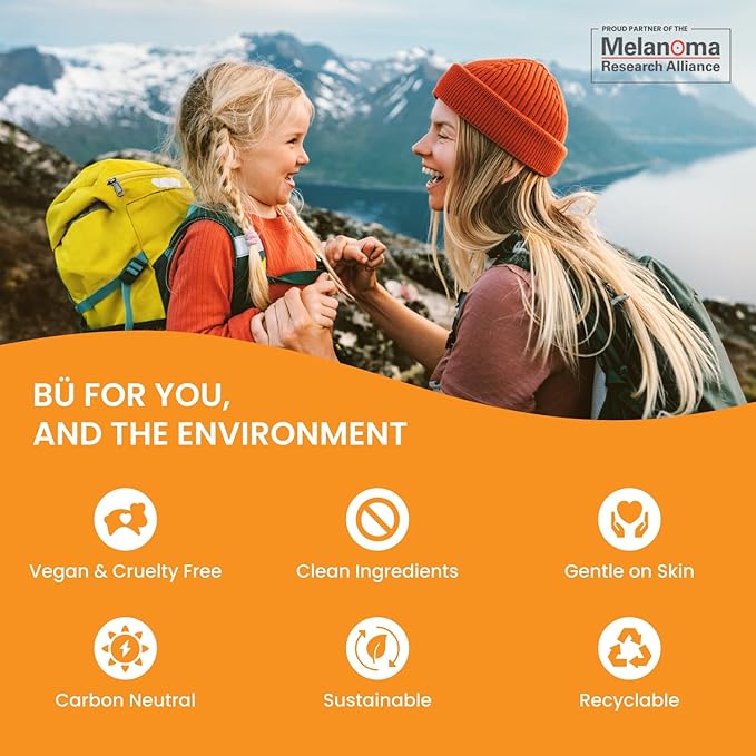 BU SPF 50 Fragrance Free Kids Sunscreen Spray for Face and Body, TSA Travel Size Sunscreen, Clear Non Aeorsol Spray, Non Greasy, Water Resistant and Oil Free, 3.3 oz (3-pack)