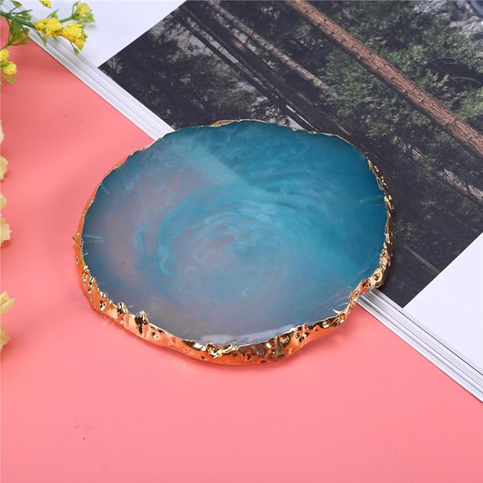 Nail Art Palette, Natural Resin Stone Nail Art Palette for Painting Placing Things Making Nail(Blue)