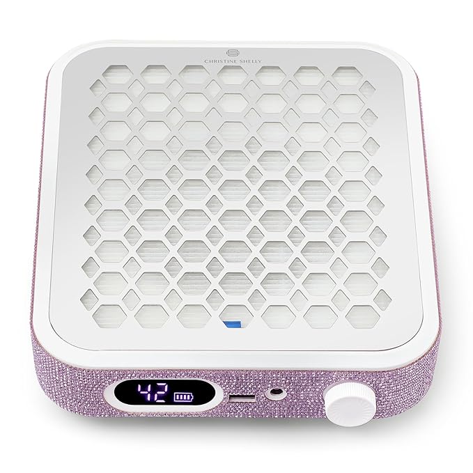 Nail Dust Collector, Rechargeable Dust Collector Nail Tech, Powerful Vacuum Fan Vent Dust Collector Extractor Dust Suction Machine for Acrylic Nails Polishing, Nail Salon&Home,Purple