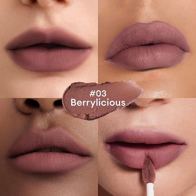ITY Velvet Matte Finish Lip Stain-Mousse Textured Lip Clay, Conceals Lip Lines, Rich Pigment Lip Tint Lipsticks,2 Pack, 0.14 oz (4g) in Petal, Berrylicious