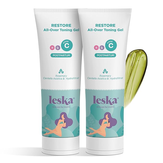 Leska Maternity Stage C Set 2-Pack Bundle | RESTORE All-Over Toning Gel l (Postpartum) | Part of a Complete 3 Part Pregnancy Skin Care System (Set of 2, 4oz each)