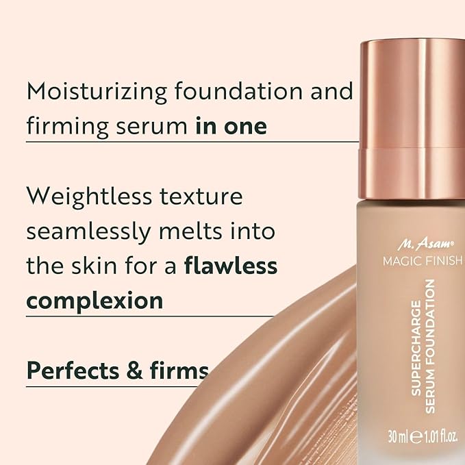M. Asam MAGIC FINISH Supercharge Serum Foundation Cool Honey (1.01 Fl Oz) - Moisturizing Make Up & Firming Face Serum In One, Anti-aging CC Cream With Optimal Coverage & Hyaluronic Acid