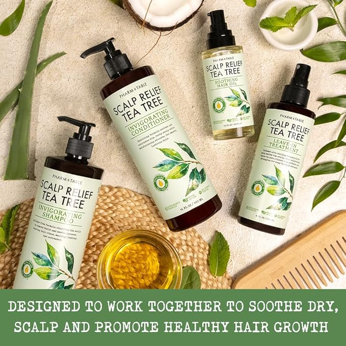 Tea Tree Shampoo For Men and Women, Deep Cleansing Sulfate-Free Formula - Relief for Dry Itchy Scalp - Infused with Tea Tree oil, Mint, Biotin and Vitamin E, 16.2oz