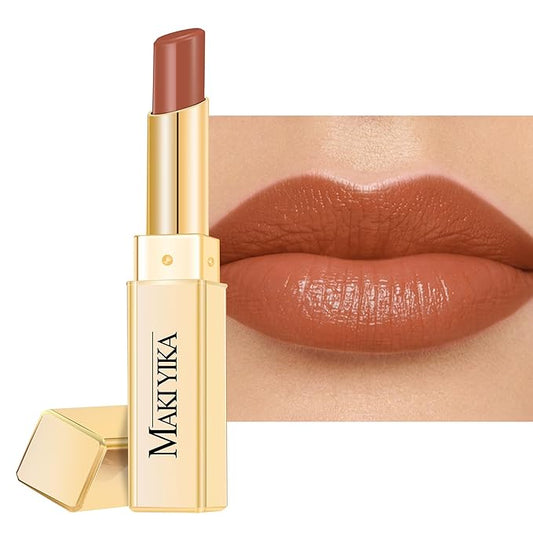 MAKI YIKA Moisture Light Brown Lipstick for Women Hydrate Lip Gloss for Dry Cracked Lips Weightless Glossy Lip Color Juicy Finish,M050 Milk Brown