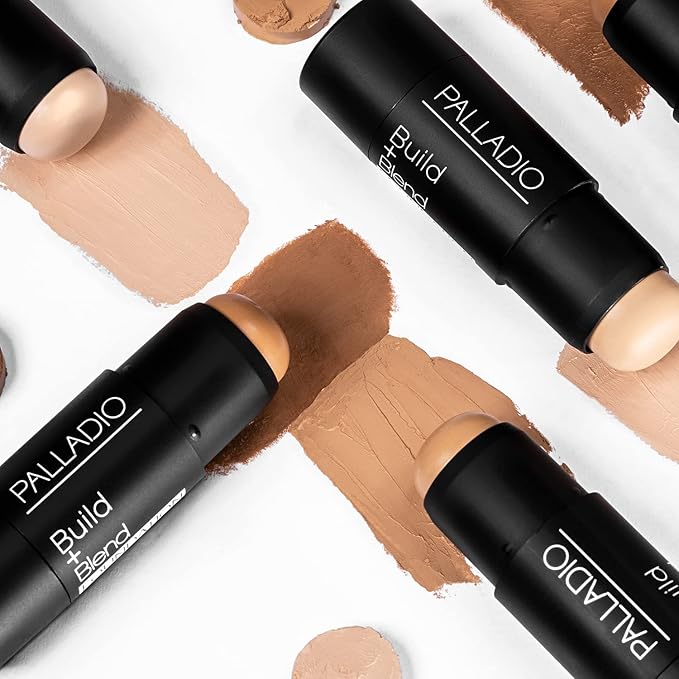 Palladio BUILD + BLEND Foundation Stick, Contour Stick for Face, Professional Makeup for Perfect Look, 0.25 Ounce (Porcelain)