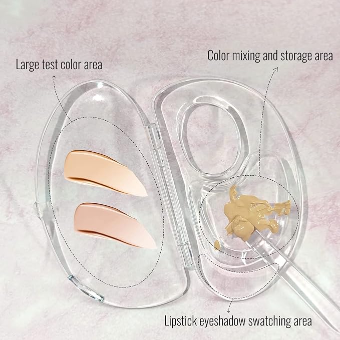 Erinde Handheld Makeup Mixing Palette, Acrylic Transparent Mixing Foundation Tray for Makeup Artist and Beginner, Lipstick Eyeshadow Foundation Color Test Art nail Palette With Foundation Spatula