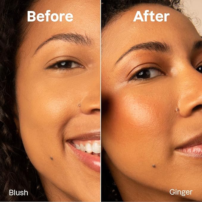 ATTITUDE Oceanly Lightweight Blush Stick, Titanium Dioxide-Free, EWG Verified, Plastic-Free, Vegan & Cruelty-free Makeup, Ginger, 0.3 Ounces