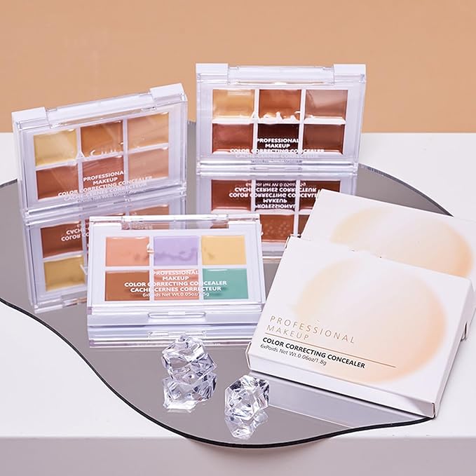 Color Correcting Concealer Palette 6 Colors Lightweight Smooth Correcting Contour Cream Makeup Palette (Color 03)