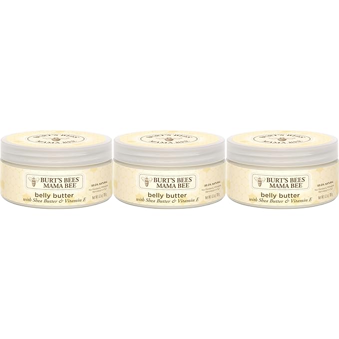 Burt's Bees Mama Belly Butter Stretch Mark Cream for Pregnancy Massages Body & Reduces Scar Appearance, Prenatal & Postnatal Tummy Skin Care, Shea Butter & Vitamin E Rich Formula, 6.5 Oz (Pack of 3)