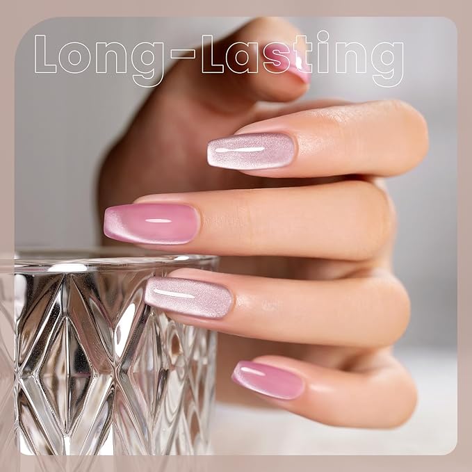 RARJSM Nude Glitter Cat Eye Gel Nail Polish Set 6Pcs Ceramics Pink Light Purple Brown Velvet Shimmer Smoothie Cateye Gel Polish with Magnetic Stick UV LED Curing Require Home Salon Nail Design