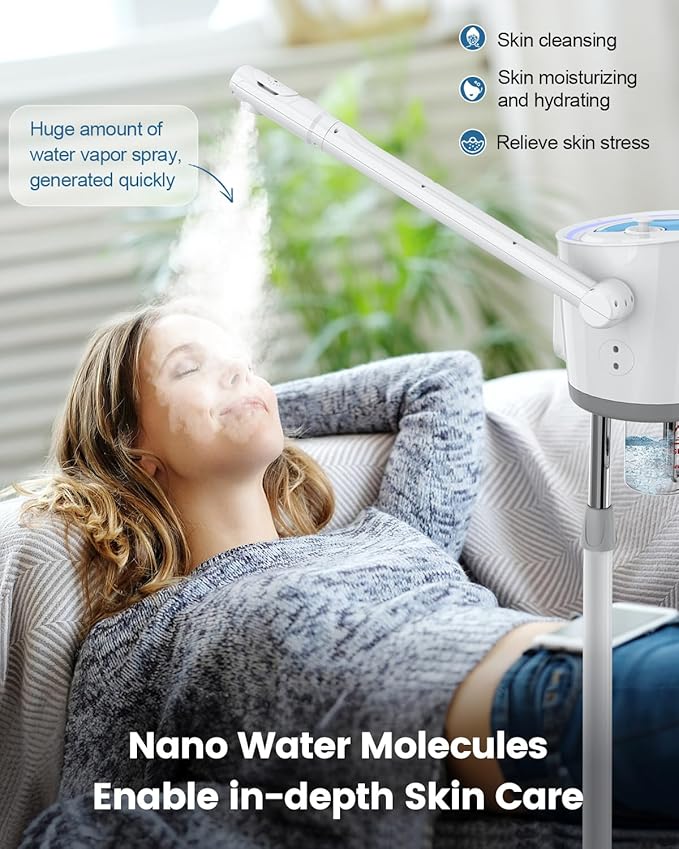 Kingsteam Professional Facial Steamer with Ozone - Ionic Nano Hot Mist Steamer with Large Capacity and 30 Min Timer for Estheticians, Beauty Salons, and Home Skin Care Use