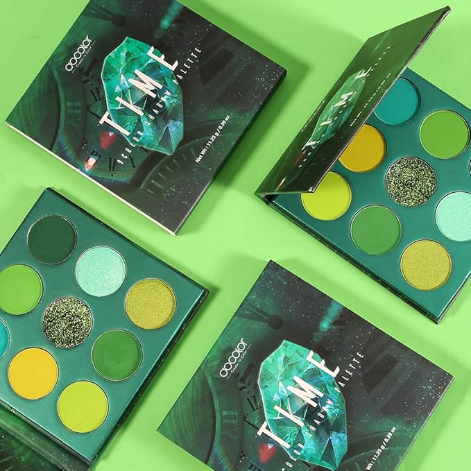 docolor Eyeshadow Palette 9 Colors Green Eyeshadow Gemstone Shadow Palette Highly Pigmented Mattes Shimmers Smokey Glitter Cream Colorful Powder Long Lasting Waterproof Makeup Palette