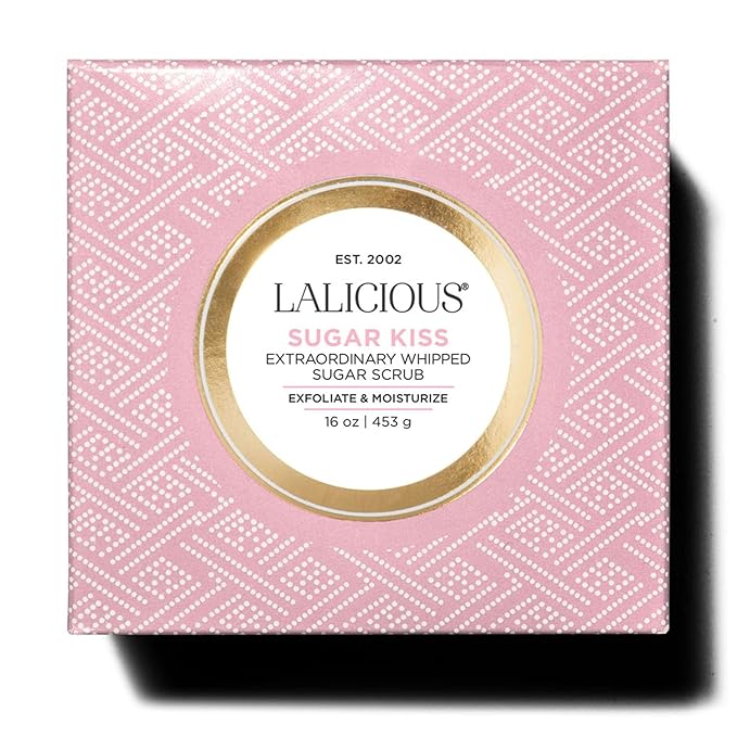 LALICIOUS Extraordinary Sugar Kiss Sugar Scrub, Exfoliating Body Scrub with Coconut Oil & Honey, Moisturizing Body Exfoliator for Glowing Radiant Hydrating Skin, Zero Greasy, No Parabens - 16oz