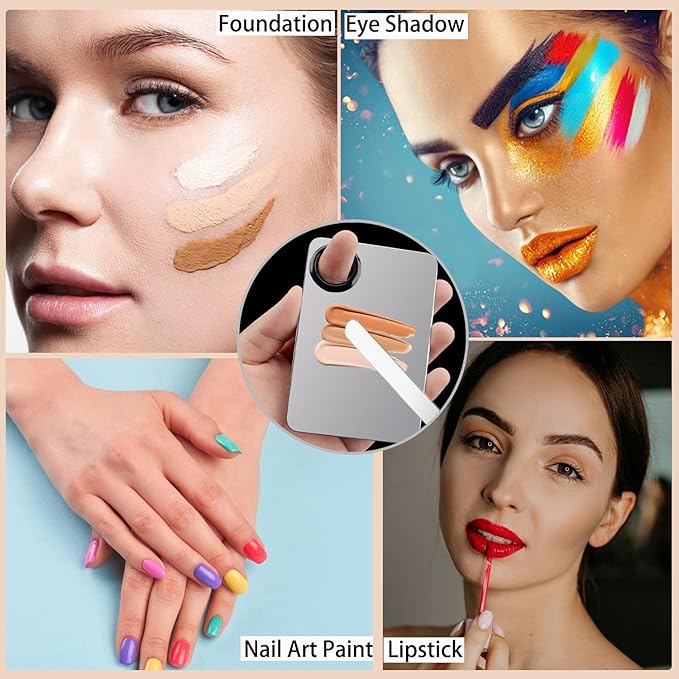 Picasso Makeup Spatula,Foundation Spatula,Foundation Palette,Make Up Spatula Tool,Mixing Nail Art Palette Beauty Skincare Cosmetic Spatula Makeup Tools,(Spatula+Palette+2 Pcs Powder Puff)