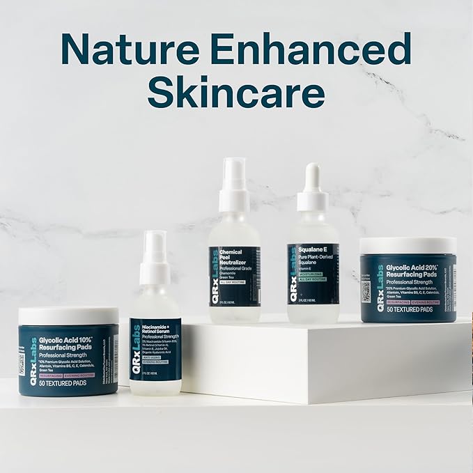 QRxLabs Salicylic & Glycolic Acid Acne Control Pads - 50 Count Jar - Glycolic & Salicylic - Bacne Treatment with Vitamins B5, C & E, Calendula & Green Tea