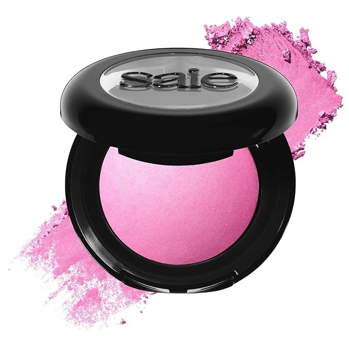 Saie SuperSuede Baked Blush - Talc-Free Powder Blush for All Day Wear - Enriched with Plant-Derived Squalane + Glycerin to Help Moisturize Dry Skin - Bella (0.1 Ounce)