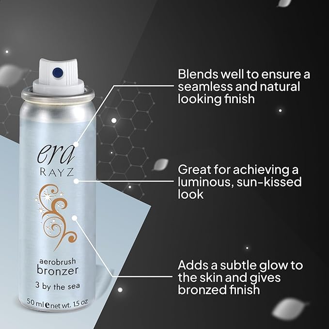 ERA Rayz spray on bronzer (3 By The Sea, 1.5 oz) - airbrush makeup, everyday, buildable, professional aerobrush cosmetics by Era Beauty