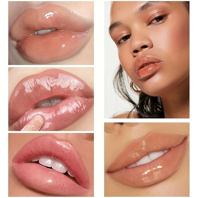 Lip Plumping Gloss, Plumping Lip Filler, Lip Gloss for Full, Voluminous Lips, Transparent Plumping Lip Oil Tinted for Lip Care, Fuller Lips Instantly, Hydrating, High-Shine