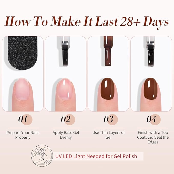 Born Pretty Jelly Gel Nail Polish Set Fall Winter Brown Blood Red Burgundy Black Gel Polish Sheer Milky Nude Transparent Halloween Gel Polish Set Nail Art Varnish Manicure Collection Gift 7ML 6PCS